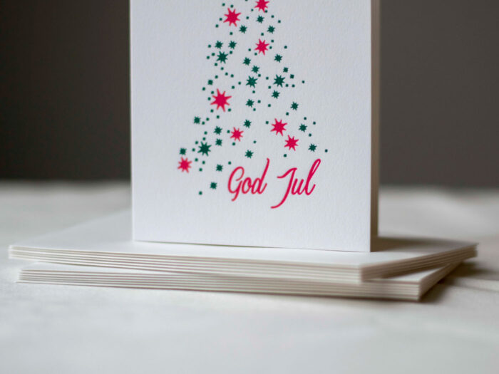 Julkort GOD JUL RÖD - Letterpress printing