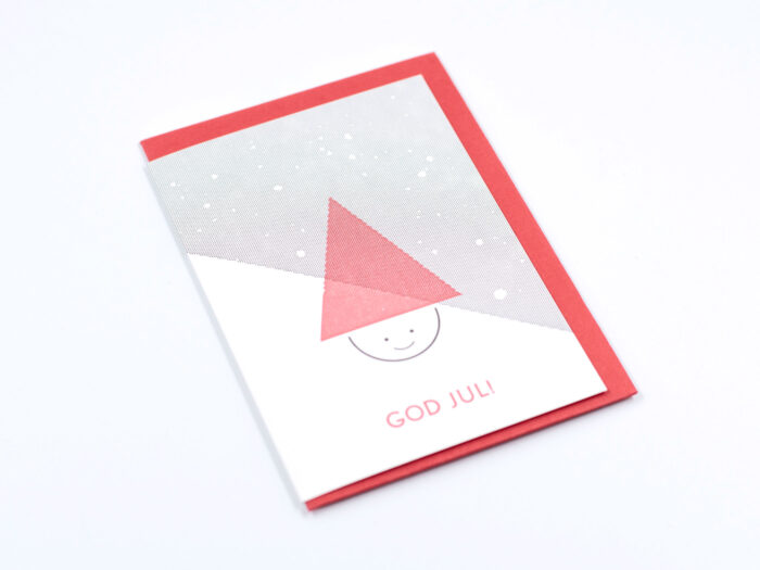 Julkort, dubbla kort TOMTE 2-pack. Tillverkade med sk boktryck, letterpress printning